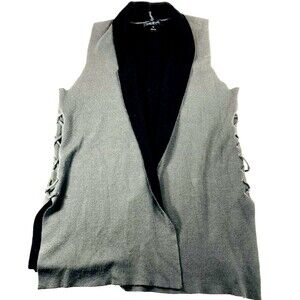 August Silk Open Cardigan Sweater Gray M Womens Anthropology Lace Side Lagenlook